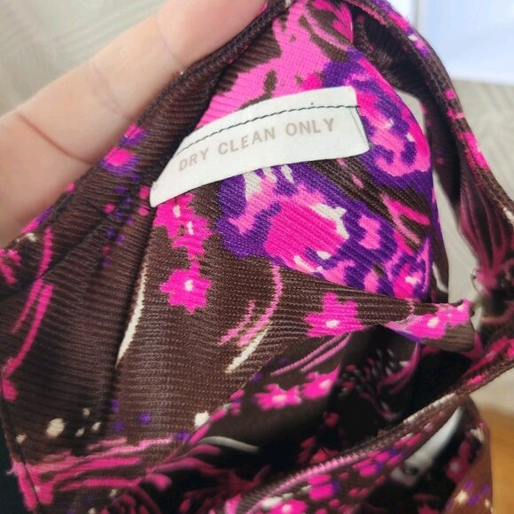 Vintage 60s Crop Jacket Dress Set XS Small Hostess Maxi Floral Pink Brown - Picture 10 of 10